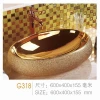 G325 Chaozhou factory direct supply ceramic gold color faucet oval shape wash hand art basin