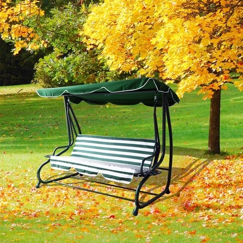 Garden Chairs 3 Person Patio Swing Seat with Adjustable Canopy All Weather Resistant Hammock Swing Chair Set