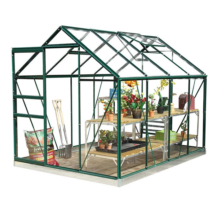 Garden Greenhouse Arc Roof Aluminium House Flat-Top Glass Sunroom