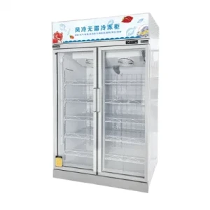 Glass Door Energy Saving Air Cooling Food Fresh and Drinks Deep Temperature Frozen Upright Display Storage Locker Lsd-1260 (F)