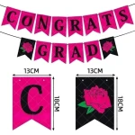 Glitter Class of 2024 Banner Congrats Grad Banner Graduation Sign Grad Party Decoration for Girls Graduation Party Supplies