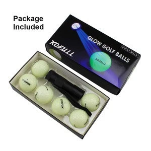 Glow Golf Balls luminous for Night Sports Fluorescent in the Dark 6pcs /packs with Torch best gifts