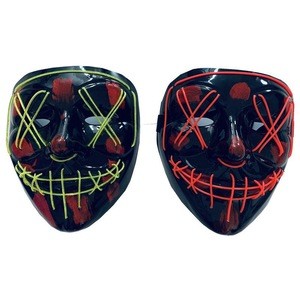 Halloween Cosplay Costume LED El Wire Mask Light Up Scary Purge party  Mask