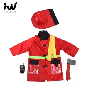 Halloween Cosplay Kids Firefighter Uniform Children Sam Fireman Role Play Work Clothing Suit Boy Girl Performance Party Costumes