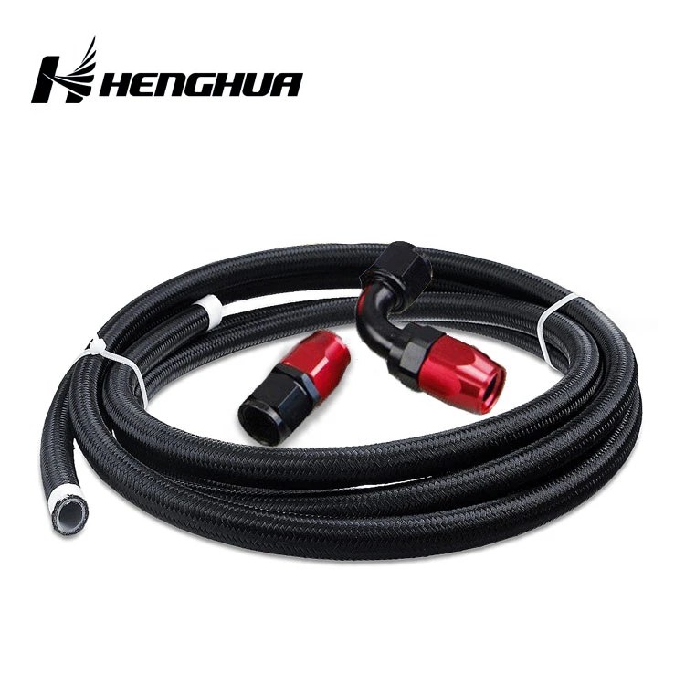High Performance 200Serious Black Nylon Cover 304Stainless Steel Braided An Ptfe Hose Assembly With Ptfe Hose End Fitting