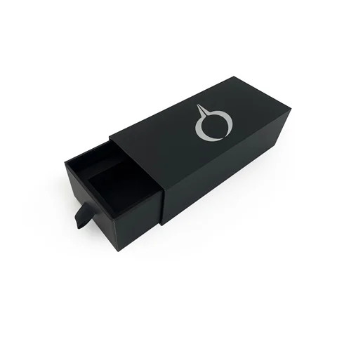 High quality black drawer box with custom logo in silver stamping logo luxury paper boxes with EVA insert