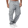 High quality custom button detailing cargo pants streetwear cargo pants grey color track cargo pants men