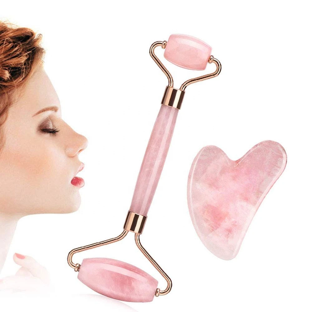 High Quality Facial Care Natural Jade Massager Rose Quartz Facial Massager Natural Pink Jade Roller