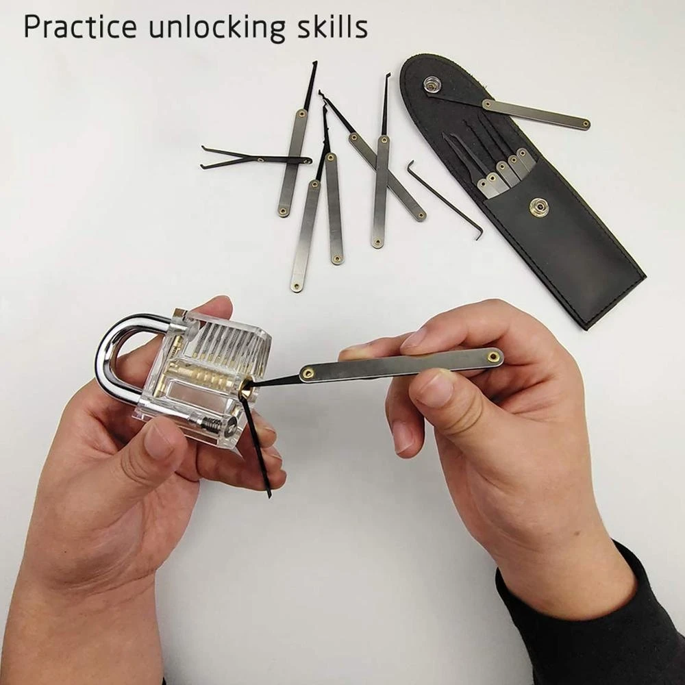 High Quality Locksmith Supplies Lock Pick Set With Transparent Practice Lock Picking Tools