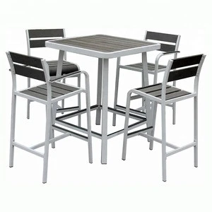 High quality outdoor club poly wood bar table set for bistro furniture small tall pub table and chairs