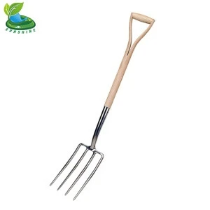 High Quality Outdoor Garden Digging Fork With Y-Shap Hardwood Handle