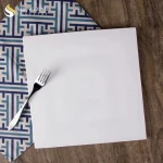 High Quality Restaurant Hotel Catering White Porcelain Food Square Flat Buffet Serving Tray Plate Ceramic