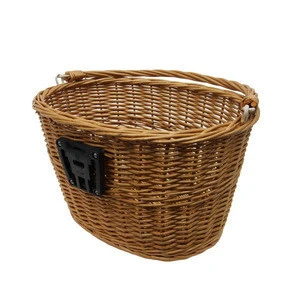 High quality Wicker bicycle basket with oval wicker handlebar