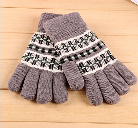High quality winter women unisex jacquard gloves knitted outdoor keep warming acrylic fashion full-finger mittens