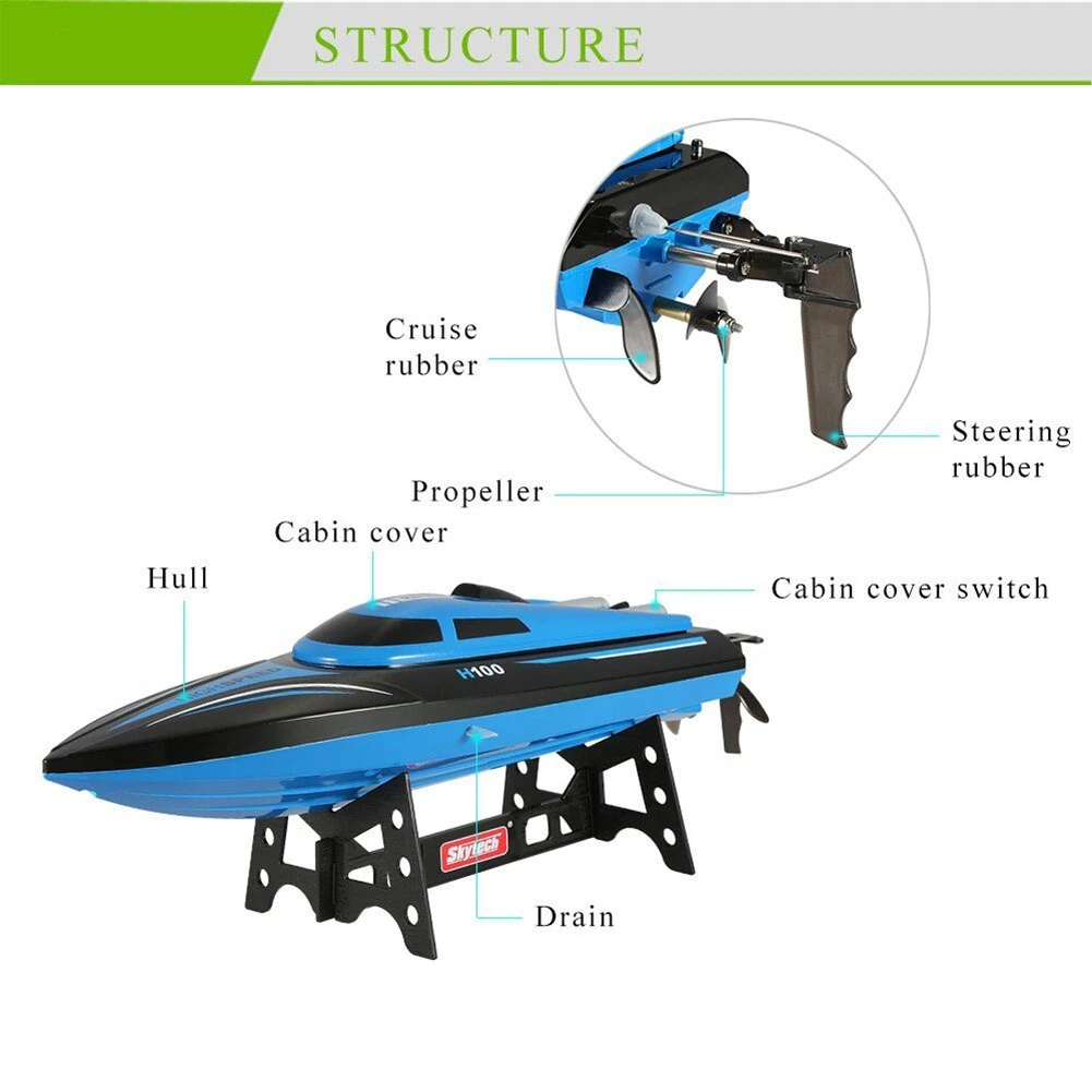 High Speed RC Boat H100 2.4GHz 4 Channel 30km/h Racing Remote Control Boat with LCD Screen as gift Toys Kids Gift