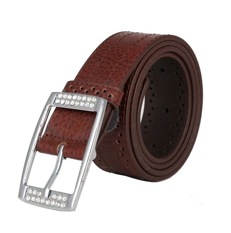 Hollow Out Designer Casual Belts With Rhinestone Buckle