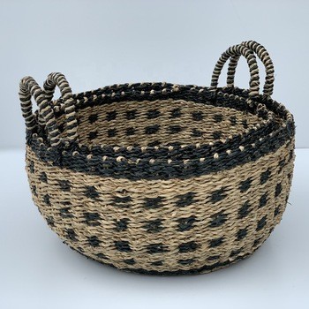 Home appliances Natural Woven hyacinth Baskets - Natural/Black handmade storage baskets storage boxes plastics storage boxes