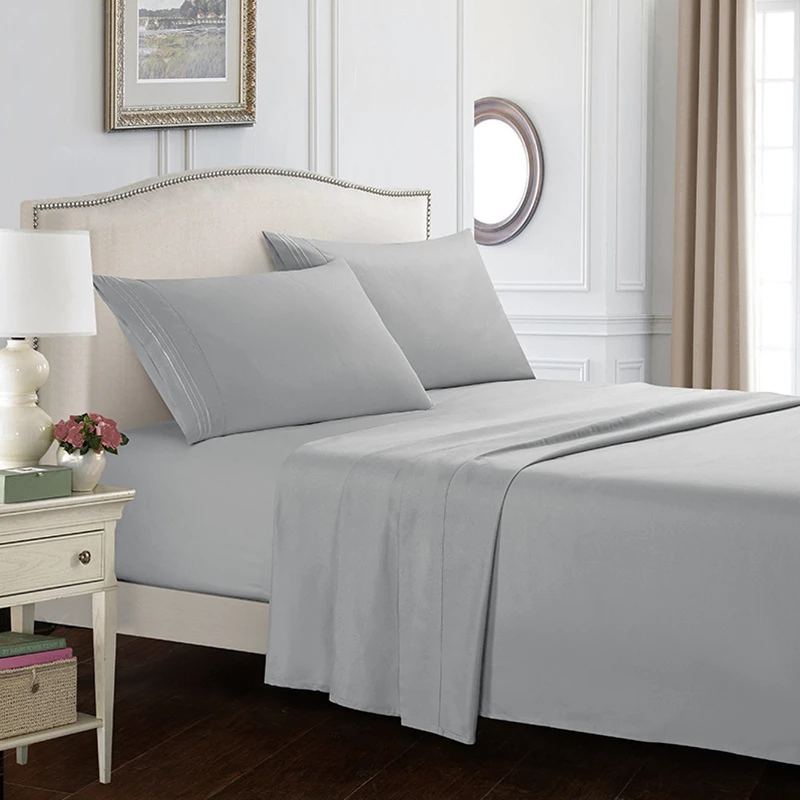 Home Textile Soft 100% Polyester Microfiber Bed Bedding Sheet Set 4 Pcs