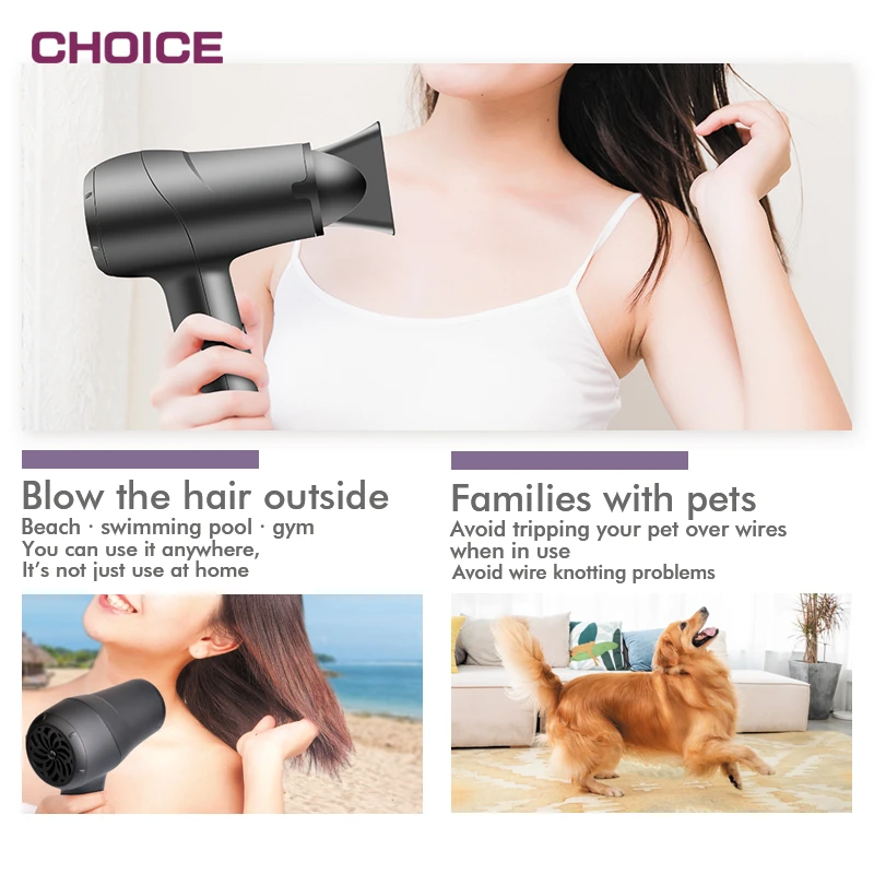 Home Use Multifunctional Rechargeable Wireless Blow Dryer Cordless Hair Dryer Secadores De Pelo Profesionales