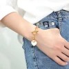 HongTong Customize Love Stainless Steel Bracelet Gold Plated Diamond Hand Jewelry OT Buckle Titanium Steel Bracelet Women