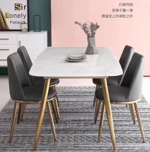 Hot Sale Customizable New Luxury Modern Dining Room Home Furniture 6 Dining Chairs Marble Dining Table Set