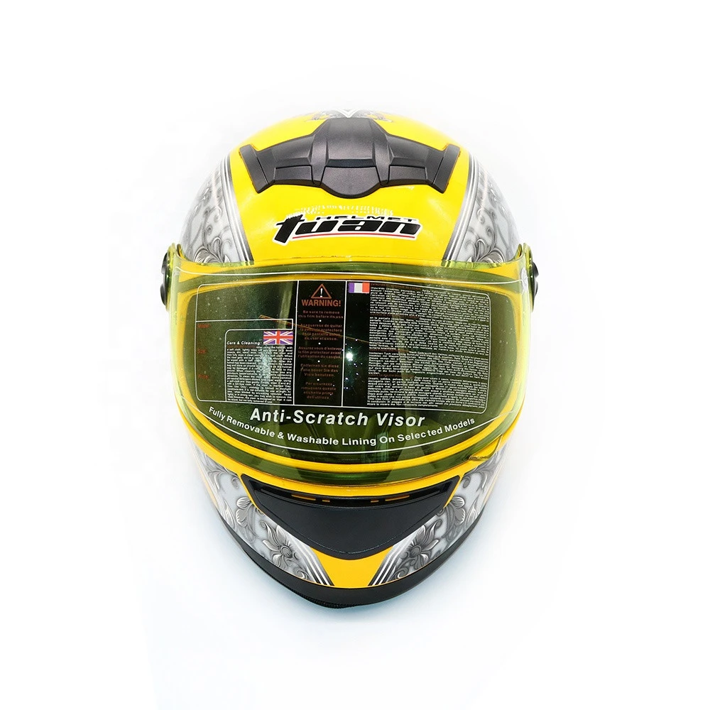 Hot Sale  Fashion Full Face Safty Discount Motorcycle Helmet Yellow