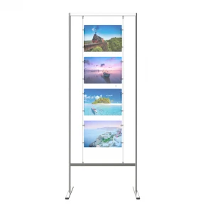 Hot selling double-sided banner advertising rod display stand floor standing photo frames