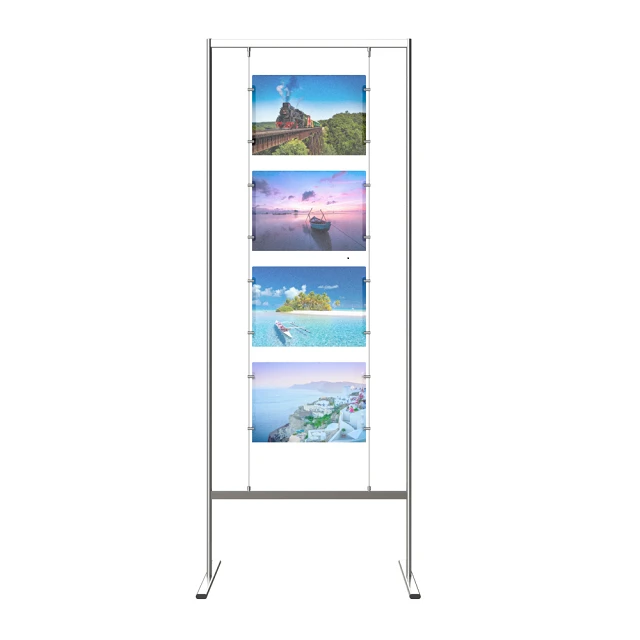 Hot selling double-sided banner advertising rod display stand floor standing photo frames