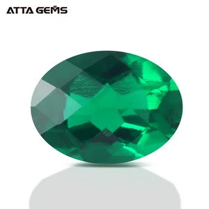 Hydrothermal Grown Emerald 10*8mm 2.2 Carat Oval Shape Double Checker Cut Zambian Emerald Loose Gemstones