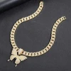 Iced Out Full Diamond Butterfly Fashion Jewelry Pendants Charms Hip Hop Cuban Link Chain Necklace for Men And Women