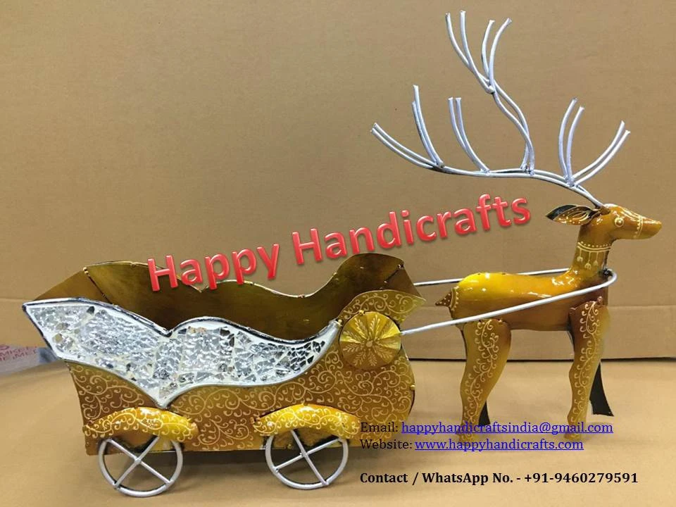 India Iron wooden Handmade Santa claus vehicle home Decor