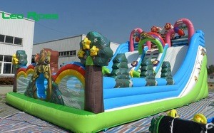 Inflatable  fun city inflatable bear haunt bouncer jumping castle dry slide for kids