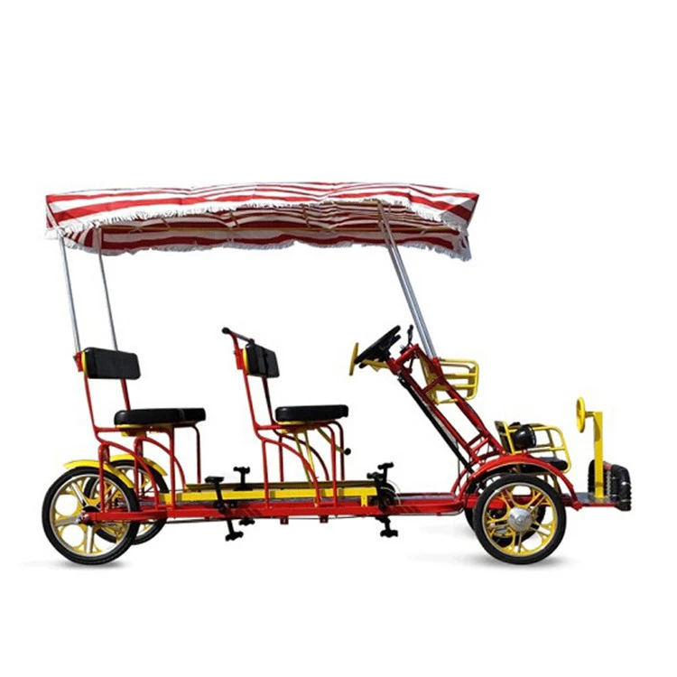 Jack Luxurious 4 Person Tandem Quadricycle Surrey Sightseeing Bike For Sale