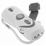 Japan market use new design portable radio with flashlight torch mobile phone USB charge white lights siren alarm