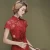 JINYE Red Short Sleeve Lace Midi Traditional Chinese Dress for Wedding
