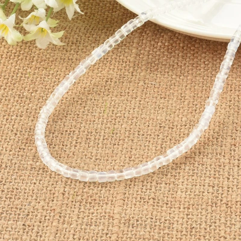Kahkashan Jewelry Natural White Quartz 4*4mm Tube Heishi Beads White Color Gemstone Loose Beads China Factory Wholesale