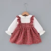 KBE94054 Winter New Red Kids Clothes Cute Baby Tutu Dresses Velvet Cotton Linen Girl Birthday Party Dress