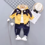 Kids and Boys Set 2021 New Cartoon Long Sleeve Spring and Autumn 3-Piece Set 0-4 Infant Clothing