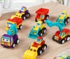 Kids Pull-Back Vehicle Set - Soft Baby Toy Set With Trucks and Carrying Case