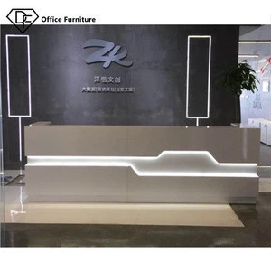 Lacquer SPA Reception Counter Modern Office Front Desk Commercial LED Reception Desk