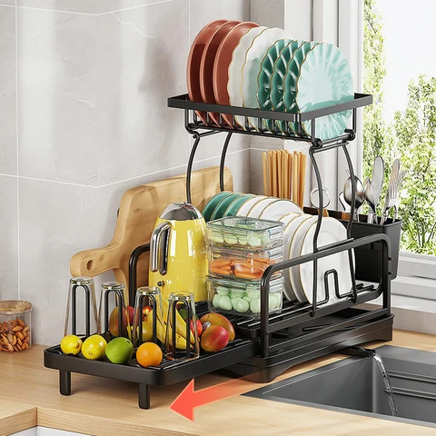 Buy Large Dish Drying Rack With Drainboard Detachable Large-capacity 2 ...