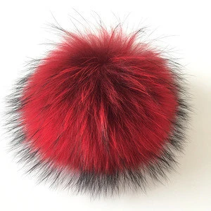 Large Pom Poms On Beanie Hat Real Animal Fluffy Raccoon Fur Ball Pompom
