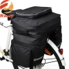 Large volume black polyester 3 in 1 bike panniers carry rear cycle seat bag