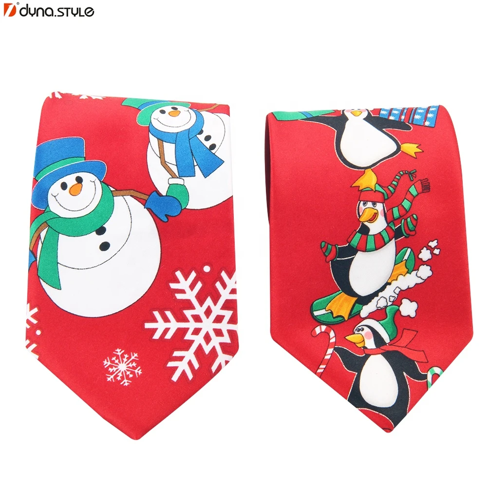 Lazy String-Pulling Polyester Woven Xmas Christmas Tie for Men