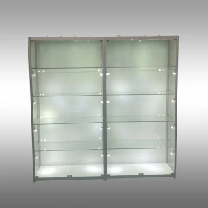 LED Illuminated glass Display Cabinet with 4 Tempered Glass Shelves,watch Showcase