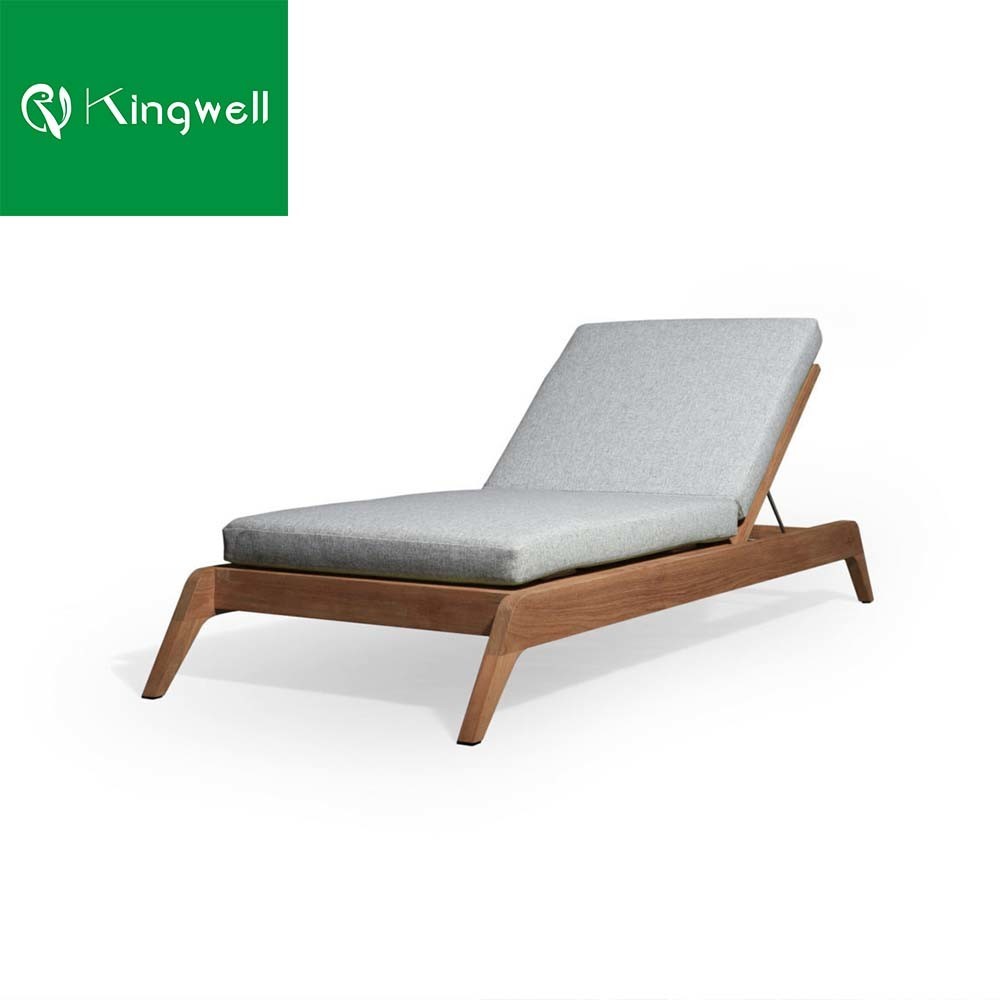 Leisure Adjusting Teak Chaise Lounge Wooden Sun Lounger for Hotel
