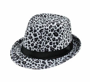 Leopard Cheetah Print Black Band Fedora Hat