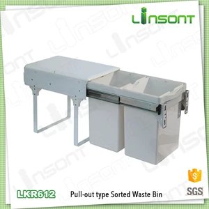 Linsont drawer pull out type plastic kitchen cabinets waste bin
