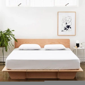 Lit double Bett cama wood beds lit en bois minimalist bedroom furniture platform king queen double bed frame