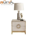 Living room furniture cheap gold plated nightstand side table with drawers